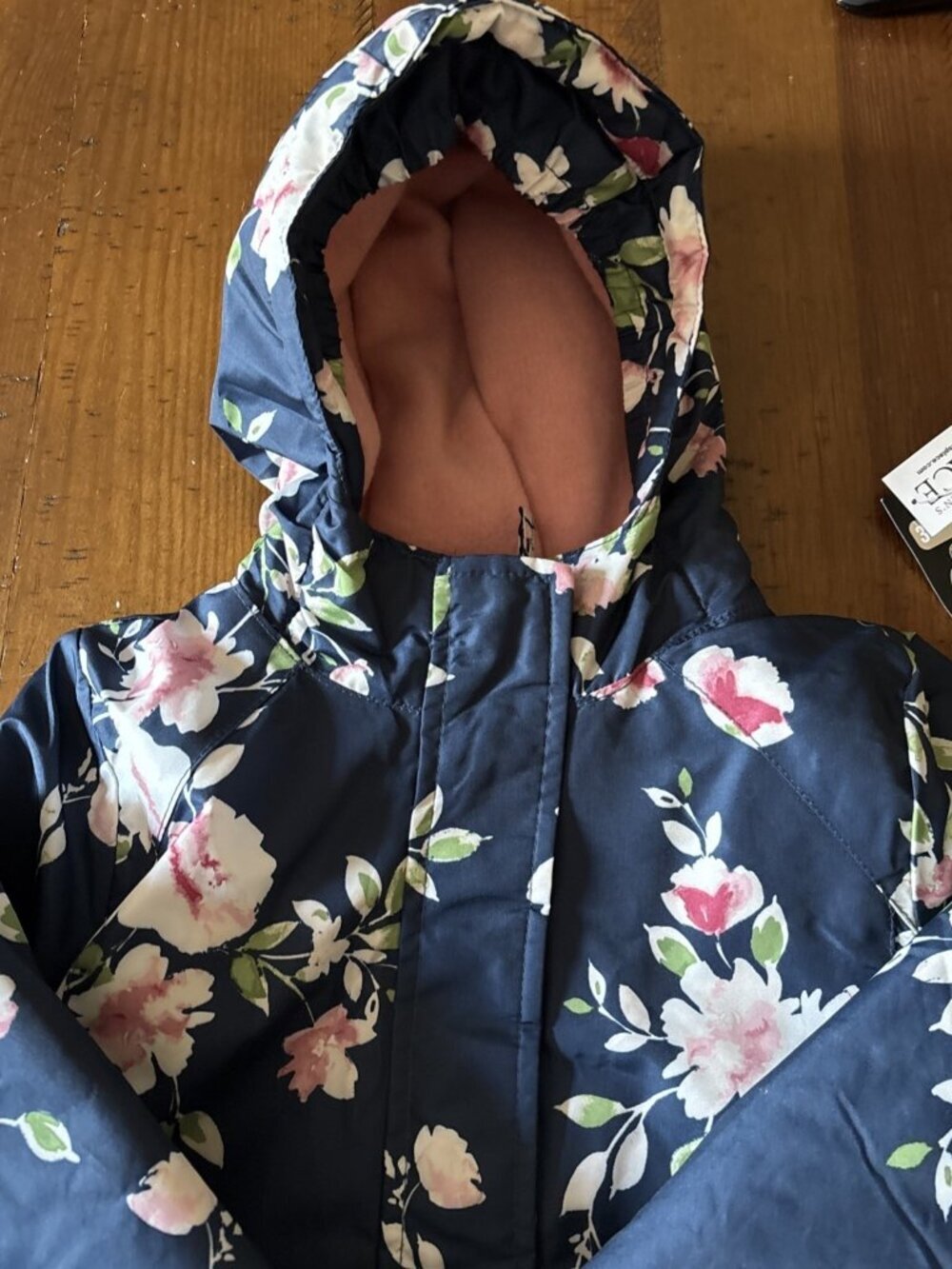 The Children’s Place 3 In 1 Blue Floral Jacket Pink Interior Fleece Size M 7/8 - Picture 3 of 8